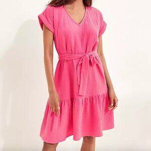 NWT Ann Taylor Pink Cotton Gauze Dress